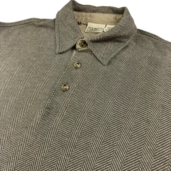 LL BEAN Cotton Long Sleeve Quarter Button Herringbone Pullover Men's M - Picture 2 of 4